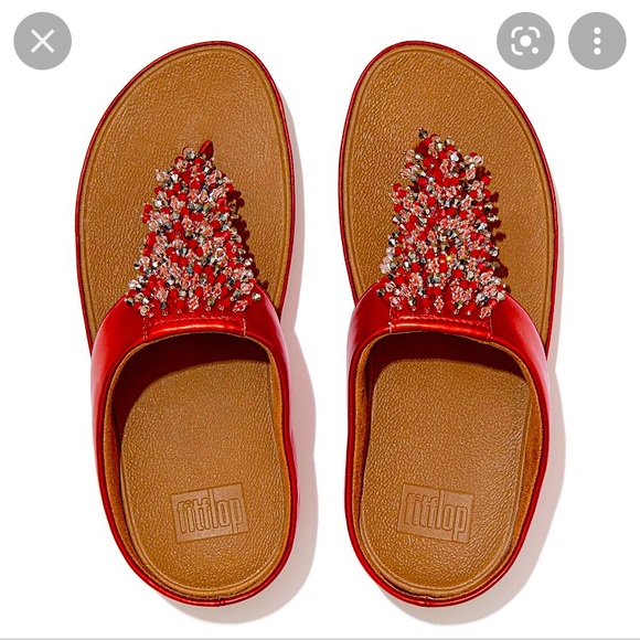 NEW Fitflop Red Cherry Rumba Valentines Embellished Sandals cha Cha Limited ED - Picture 3 of 13